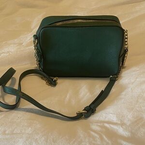 Green Faux Leather Crossbody Bag